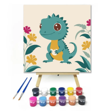 Számfestő.hu Zöld kis iguána - gyerek számfestő készlet – 50×50 cm (Keretre feszítve) kreatív és készségfejlesztő