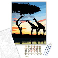 Számfestő.hu Zsiráfok a szavannán - számfestő készlet – 40×50 cm (Keretre feszítve) kreatív és készségfejlesztő