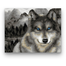 Számfestő Kékszemű farkas a hegyen - számfestő készlet kreatív és készségfejlesztő