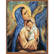 Számfestő Mária és Jézus - Royal Paris - Előfestett Gobelin Hímzőkanava 45x60 cm kreatív és készségfejlesztő