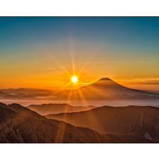 Számfestő Napnyugta Fuji hegy - vászonkép grafika, keretezett kép