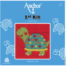 Számfestő Teknős Hosszúöltéses Hímzőkészlet Gyerekeknek - Anchor 1st Kit 10x10 cm kreatív és készségfejlesztő