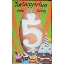 számgyertya+talp fehér dobozos - "5" gyertya