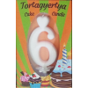  számgyertya+talp fehér dobozos - "6"