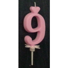  számgyertya+talp rózsaszín - "9" gyertya
