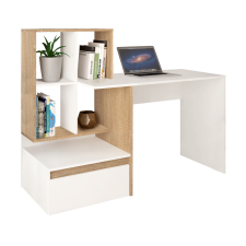  Számítógépasztal, fehér/sonoma tölgy, EROSS NEW íróasztal