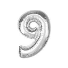 Számok Ezüst 9-es Silver szám fólia lufi 92 cm party kellék