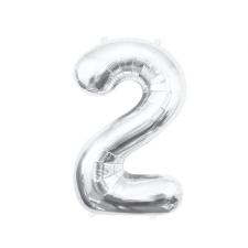 Számok Ezüst Silver 2-es szám fólia lufi 85 cm party kellék