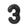 Számok Fekete 3-as B&amp;C Matt Black szám fólia lufi 85 cm