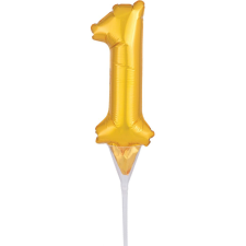 Számok Gold, Arany 1-es szám fólia lufi tortára 15 cm party kellék