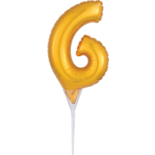 Számok Gold, Arany 6-os szám fólia lufi tortára 15 cm party kellék