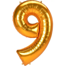 Számok Gold, Arany 9-es szám fólia lufi 137 cm party kellék