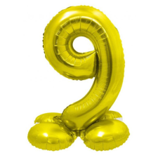 Számok Gold, Arany 9-es szám fólia lufi talppal 72 cm party kellék