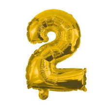 Számok Gold, Arany mini 2-es szám fólia lufi 32 cm party kellék