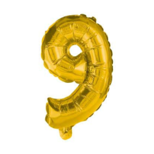 Számok Gold, Arany mini 9-es szám fólia lufi 35 cm party kellék