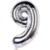 Számok Mini 9-es szám Silver Fólia lufi 35 cm