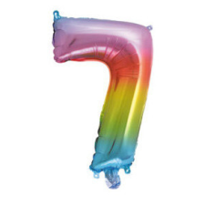Számok Multicolour Metallic mini 7-es szám fólia lufi 34 cm party kellék