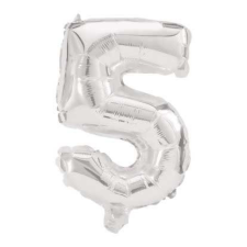 Számok Óriás 5-ös Silver szám Fólia lufi 85 cm party kellék