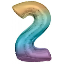Számok Pastel Rainbow óriás szám fólia lufi 2-es, 83 cm party kellék