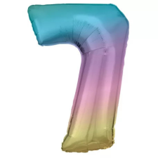 Számok Pastel Rainbow óriás szám fólia lufi 7-es, 83 cm party kellék