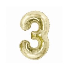 Számok Pezsgőszínű B&C Champagne 3-as szám fólia lufi 85 cm party kellék