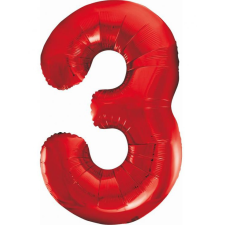 Számok Red, Piros 3-as szám fólia lufi 85 cm party kellék