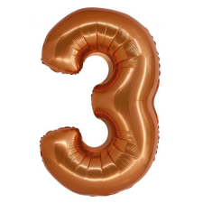 Számok Réz 3-as Copper szám fólia lufi 76 cm party kellék