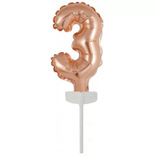 Számok Rose Gold 3-as szám fólia lufi tortára 13 cm party kellék