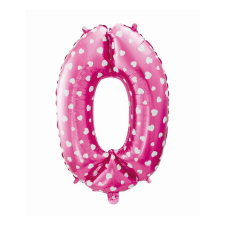 Számok Rózsaszín Pink with Hearts 0-ás szám fólia lufi 61 cm party kellék