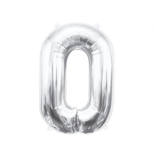 Számok Silver, Ezüst 0-ás szám fólia lufi 85 cm party kellék