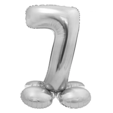 Számok Silver, Ezüst 7-es szám fólia lufi talppal 72 cm party kellék
