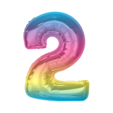 Számok Színes 2-es Rainbow szám fólia lufi 92 cm party kellék