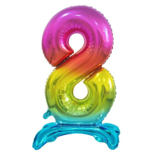 Számok Színes Rainbow 8-as szám fólia lufi talppal 74 cm party kellék