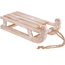 Szánkó fa kötéttel fehér mosott M10,5x32x14cm dekorációs kellék