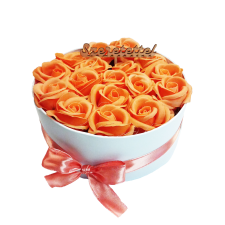  Szappanrózsa box, fehér rózsadoboz - barack szappan