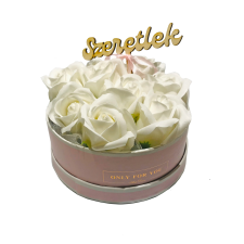  Szappanrózsa box, rózsaszín rózsadoboz - fehér szappan