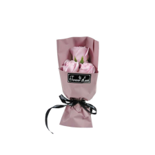  Szappanrózsa csokor - 3 szál rózsaszín 24cm ajándéktárgy
