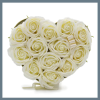  Szappanvirág ajándékcsokor - 13 krém színű rózsa - szív alakú GSFB-08