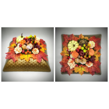  Szappanvirág csokor - Asztaldísz - őzikével - arany műanyag tálban szappan