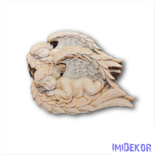  Szárnyán alvó angyalka fafigura 4x5,5cm dekorációs kellék