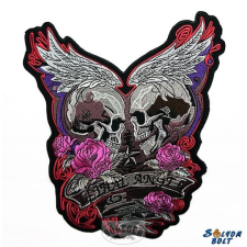  Szárnyas rózsás koponya hátfelvarró, nagyméretű ajándéktárgy