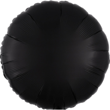 Szatén Silk Black kör fólia lufi 43 cm party kellék