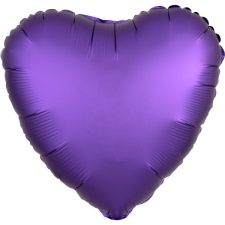Szatén Silk Purple szív fólia lufi 43 cm party kellék