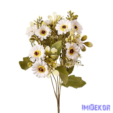  Százszorszép 5 ágú selyemvirág csokor 31cm - Fehér dekorációs kellék