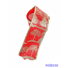  Szegett szélű kari mintás szatén szalag 6cm x 9,14m - Piros szalag, masni