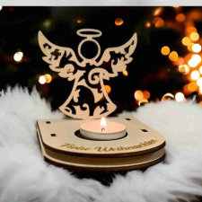  Személyre szabott fa angyal gyertyatartó, lézerrel vágott design megszemélyesítve dekorációs kellék