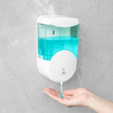 Szenzoros szappanadagoló - 600 ml - fali - elemes - fehér fürdőszoba kiegészítő