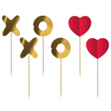  Szerelem XOXO díszítő pálca 6 db-os party kellék