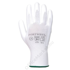 . Szerelőkesztyű, tenyéren mártott, 8-as méret, fehér (MED063)