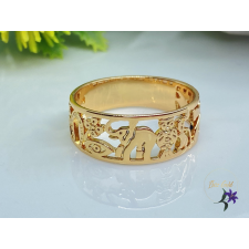  Szerencsehozó antiallergén elefántos gyűrű szimbólumokkal 18K gyűrű